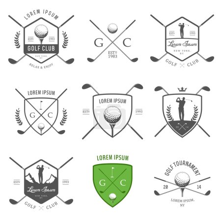Set of golf labels, badges and design emblems