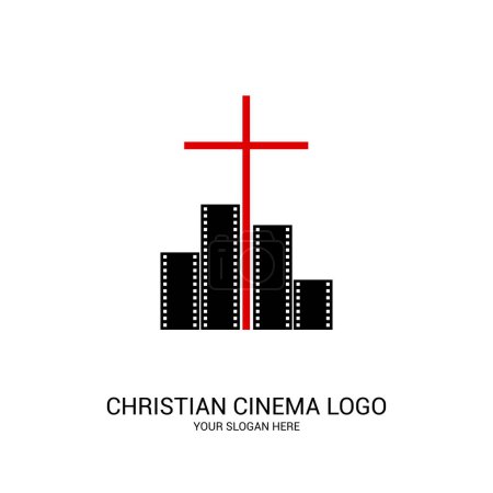 Christian cinema logo. Symbols of movies and videos for the ministry, conference, camp, festival, event.
