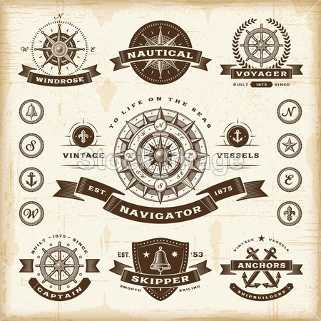 vintage nautical labels and badges
