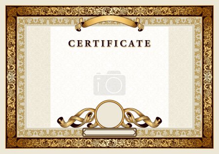 Vintage certificate with gold, luxury, ornamental frames