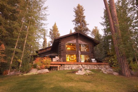 Beautiful Log Cabin Exterior Among Pines