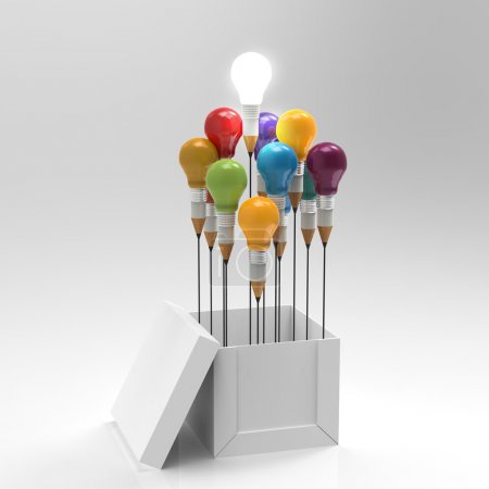 drawing idea pencil and light bulb concept creative and leadersh