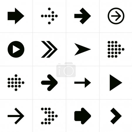 16 arrow sign pictogram set