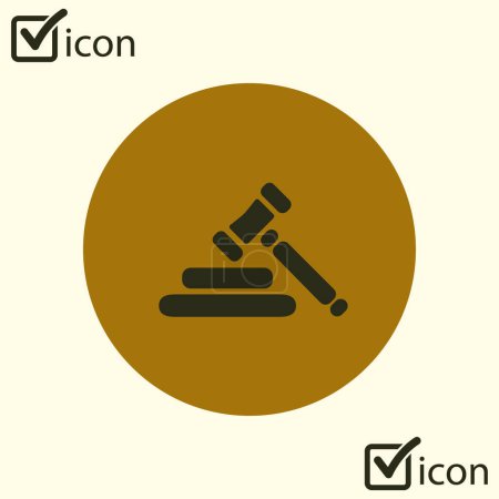 Auction hammer pictogram. Law judge gavel icon. Flat design style.
