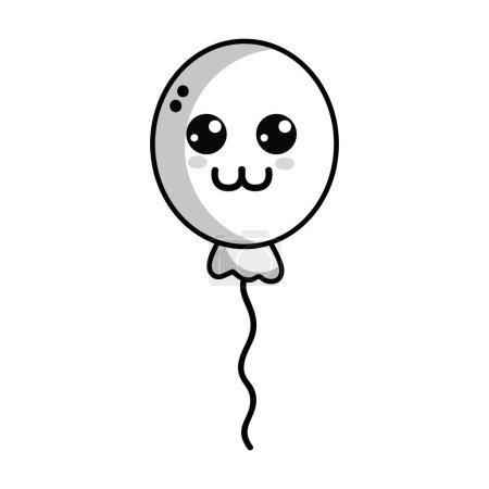 line kawaii cute happy balloon design vector illustration