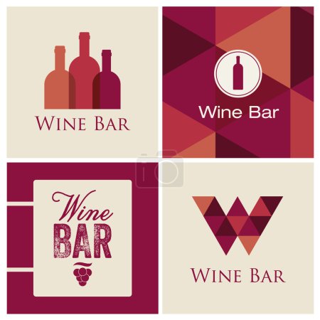 wine bar restaurant logo illustration vector