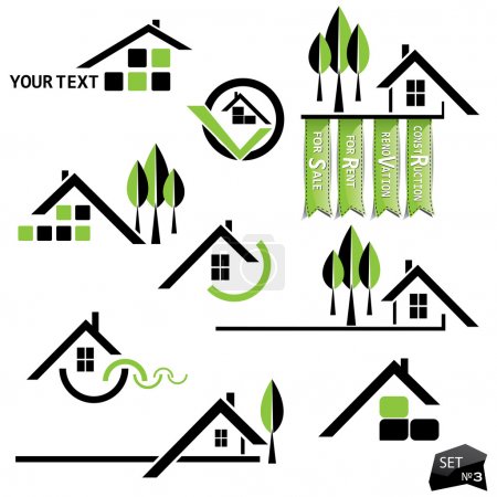 Set of houses icons for real estate business on white background