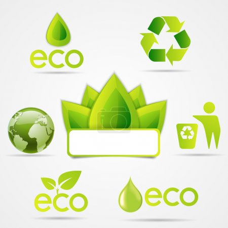 Eco icons set, green colour