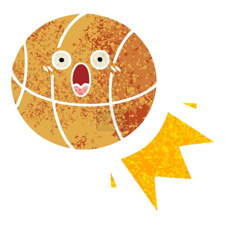 retro illustration style cartoon basketball