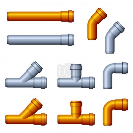 PVC sewer pipes orange gray