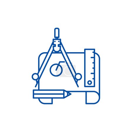 Engineering project line icon concept. Engineering project flat  vector symbol, sign, outline illustration.