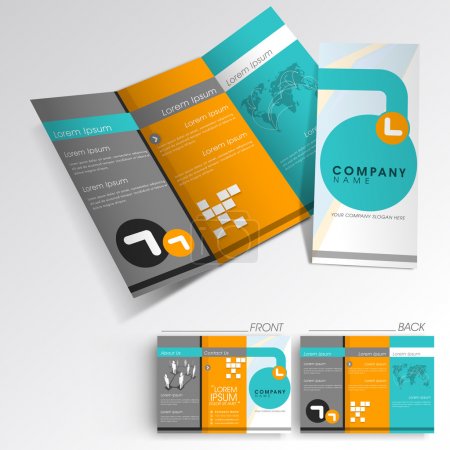Professional business three fold flyer template, corporate broch