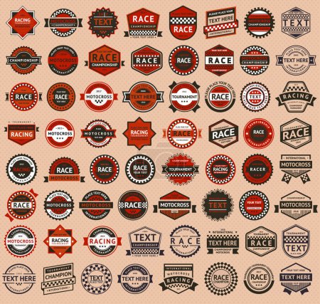 Racing badges - vintage style, big set