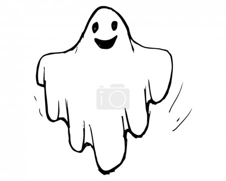 Whisper Ghost hand draw. Ghost character Costume evil