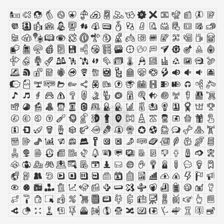 100 doodle web icons set