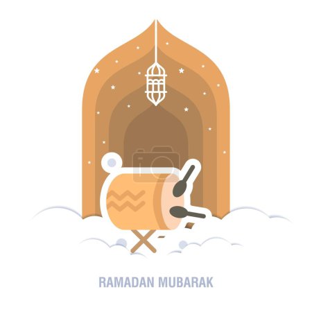 Ramadan Kareem islamic design crescent moon and mosque dome silh