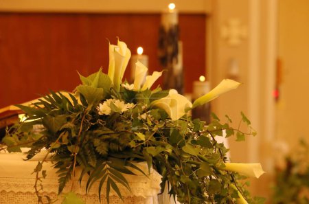 calla flowers on an altar