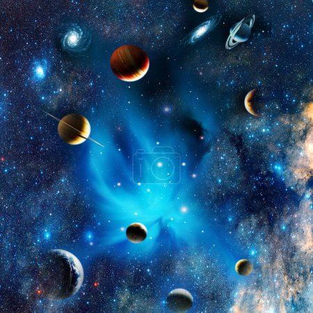 View of the universe with planets