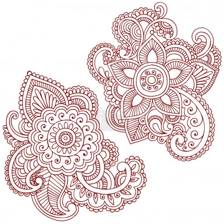 Henna Mehndi Pasiley Mandala Flower Doodles Vector