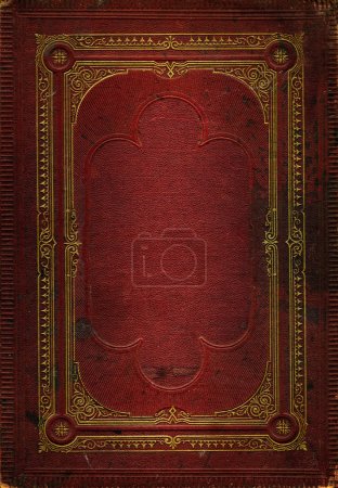 Old red leather texture with gold decora