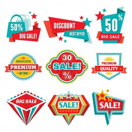 Sale & Discount Badges - Abstract Vector Signs