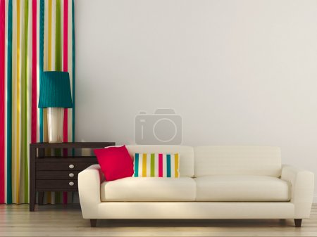 White sofa with colorful decor