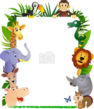Funny animal cartoon frame