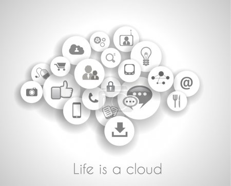 Social network life concept with cloud reference.