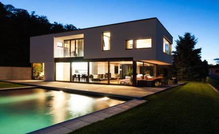 modern villa by night