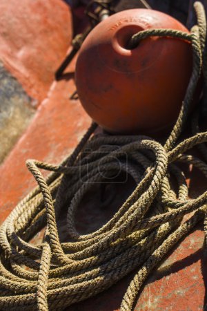 Buoy in Close-Up on Old Fishing Ship
