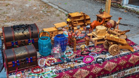 Sale of handmade souvenirs in Shaki city, Azerbaijan