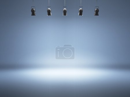 Blue spotlight background with lamps