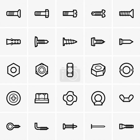Screws and nuts icons