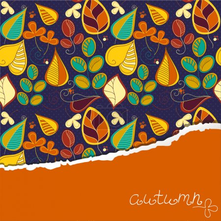 Seamless pattern with autumn leaf and place for your text.