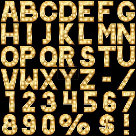 Golden alphabet with show lamps
