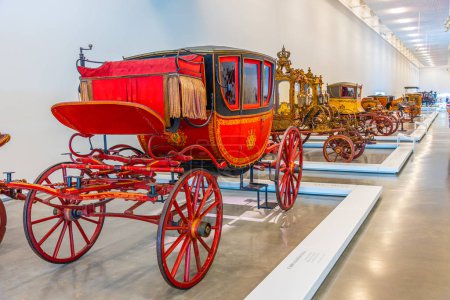 LISBON, PORTUGAL, MAY 29, 2019: Interior of the national museum of coaches in Belem, Lisbon, Portugal