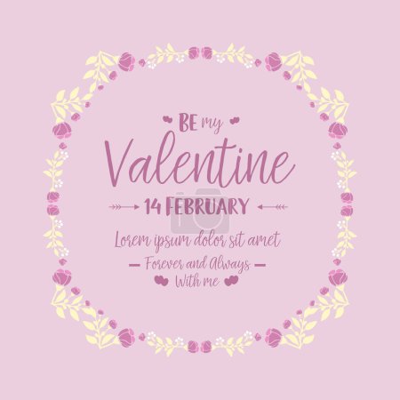 Happy valentine elegant card with seamless decor of pink and white floral. Vector