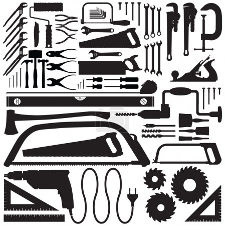 Tool collection vector silhouettes