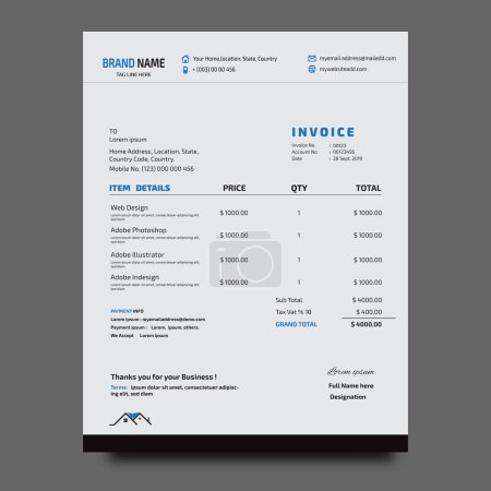 Corporate Business invoice template design. - illustration