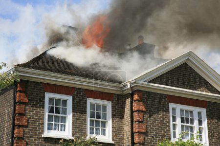 House roof on fire