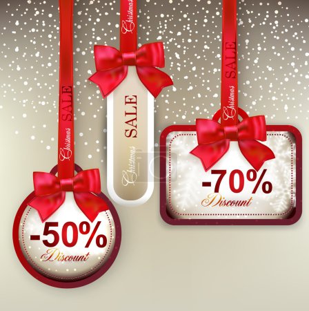 Sale labels with red gift bows