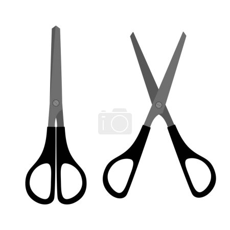 Stationery scissors flat icon. Open and closed tool for paper cut