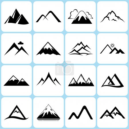 mountain icons set