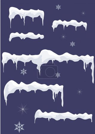 Ice-sheet with icicles, stars and snowflakes.