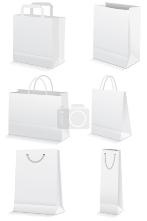 Vector illustration set of paper shopping or grocery bags.