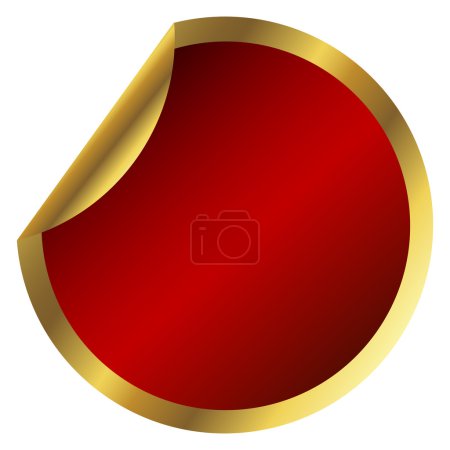 Red round sticker with golden frame