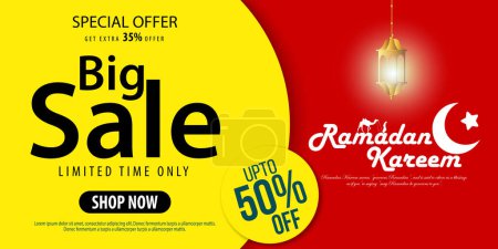 Ramadan Sale, web header or banner design, arabic lanterns Sale banner template design,