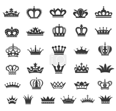 Set of vector crown icons.
