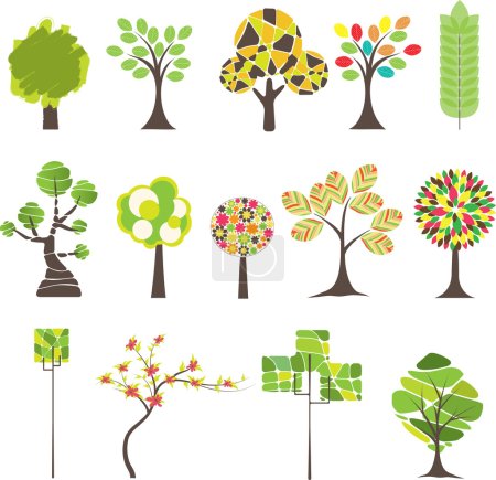Set of Colorful tree. Vector illustration