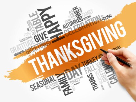Thanksgiving word cloud collage, holiday concept background